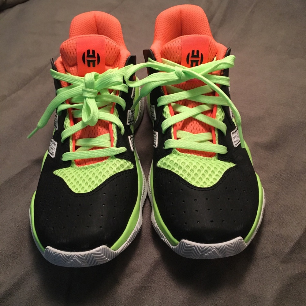 Adidas Black and Green Athletic Shoes with Breathable Mesh